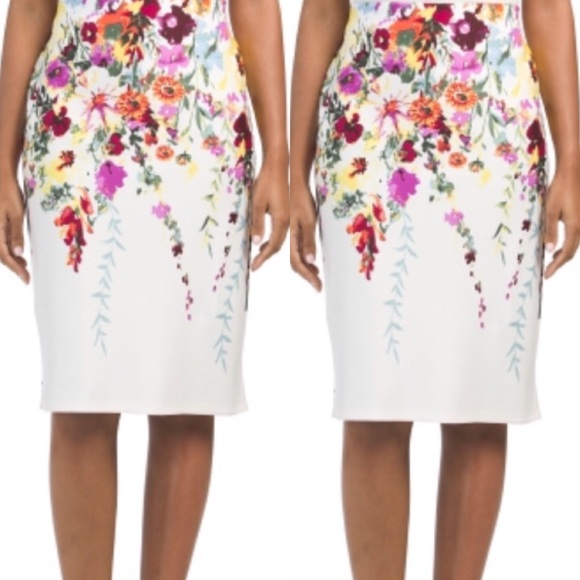 white floral pencil dress